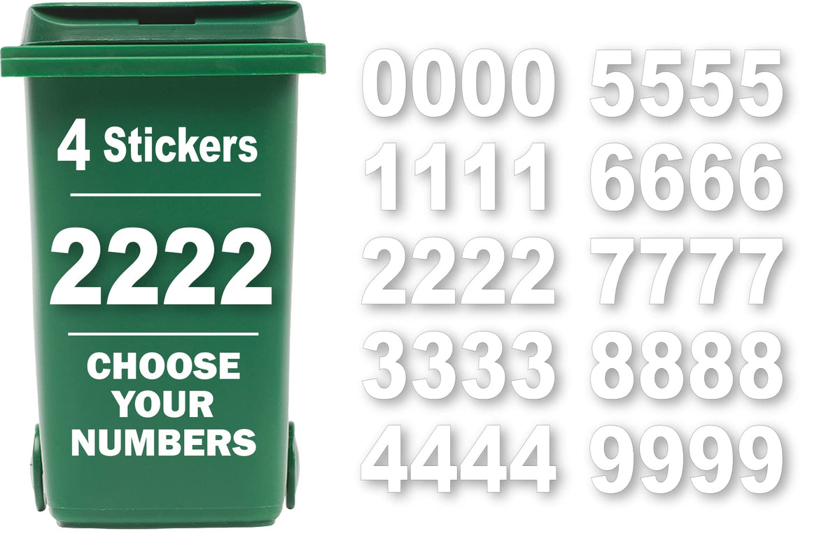 4 Pack Wheelie Bin Numbers for Bins - Choice of Numbers 0-9 - Wheelie Bin Stickers for Wheelie Bins Bin Number Stickers Vinyl 18cm Bin Sticker Easy to Apply Sticky Numbers Bin Numbers (Number 2)