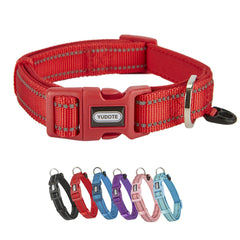 YUDOTE Dog Collar Small Strong Reflective Nylon Webbing with Soft Comfy Neoprene Padded Linning for Small Dogs Daily Use,Red