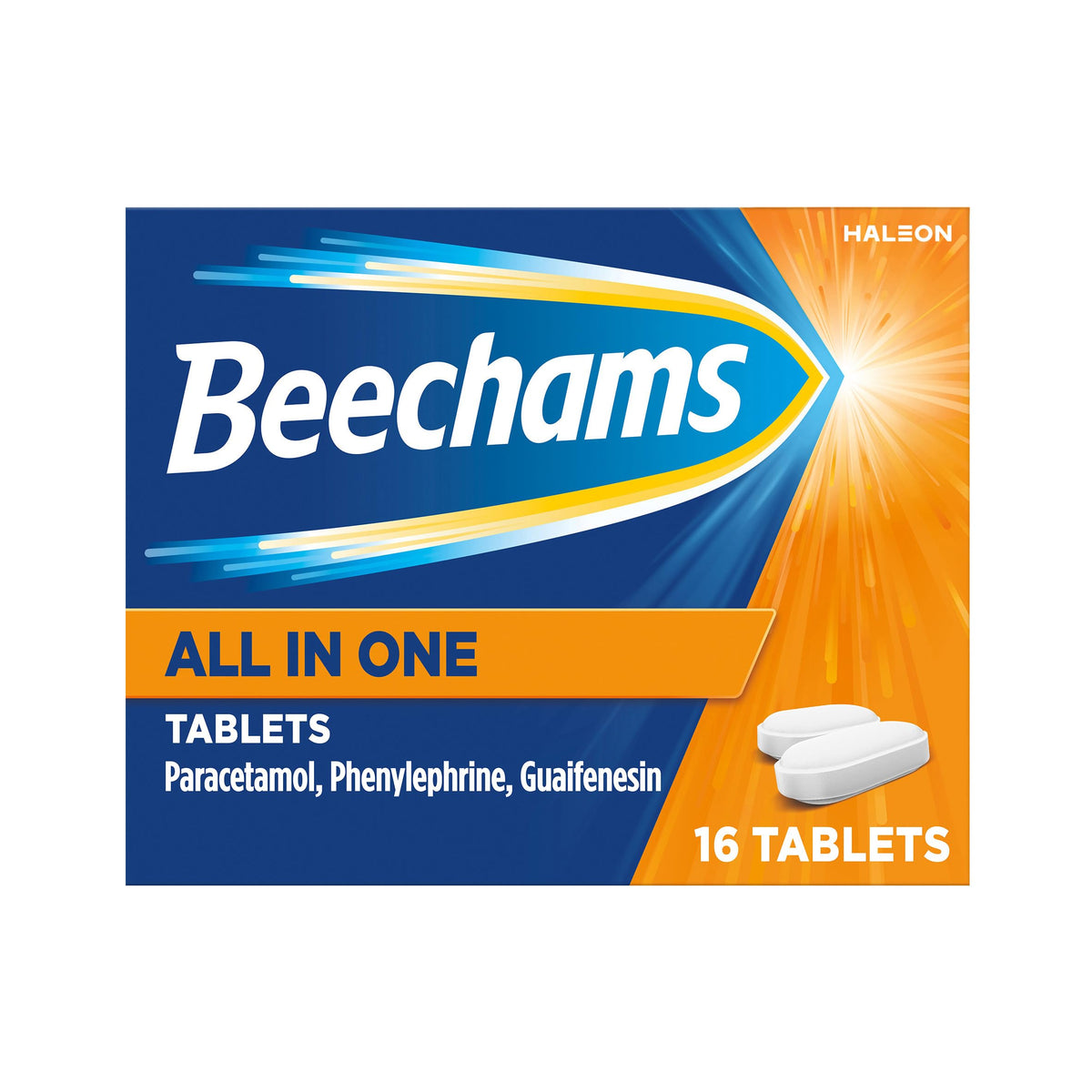 Beechams Cold & Flu Tablets, Pain, Cough & Congestion Relief Medicine with Paracetamol, All in One Tablets, 16 Count