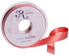 SR SUPER RIBBONS®™- Full Reel 15mm Double Faced Satin Ribbon, 20 Metres on Reel - Deep Peach