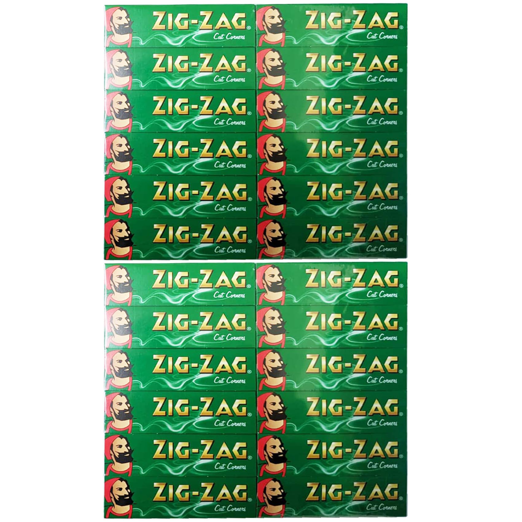 1200 x ZIG ZAG GREEN Rizla Cut Corners ROLLING Papers Tobacco Cigarette Fine Medium Smoking Filter Tips UK FREE P&P