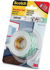 Scotch-Fix Mirror Mounting Tape 4496W-1915-P, 19mm x 1,5m, 1 roll/pack (Packaging May Vary), White