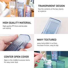 Portable Cotton Swab Mini Box 4PCS Reuseable Refillable Storage Plastic Case Set 2 Colors for Makeup Sponge Cotton Swabs Hair Ties Floss Cosmetics Makeup Bedroom Travel Outdoor Separate Daliy Use