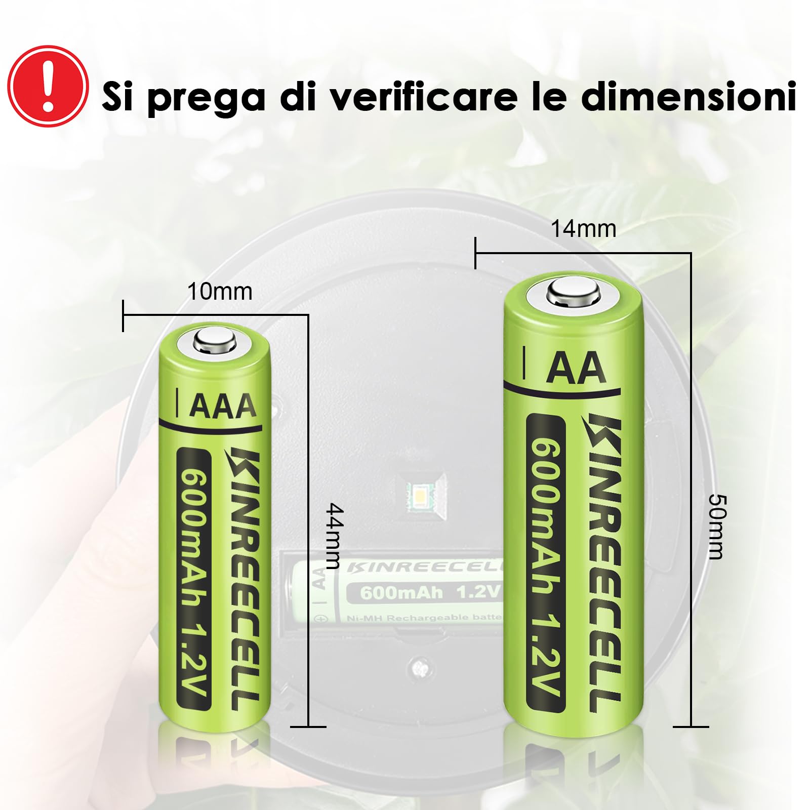 KINREECELL Rechargeable AA Batteries, Ni-MH Double A Solar Batteries True Capacity 1.2V Pre-Charged for Solar Lights, String Lights, Solar Pathway Lights (AA-600mAh-12pack)