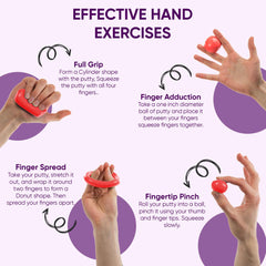 Meglio Therapy Hand Putty 57g - for Hand Exercises Targeting Hand Recovery and Rehabilitation, Strength Training and Stress Relief, Variable Resistive Strength (Red (Soft))