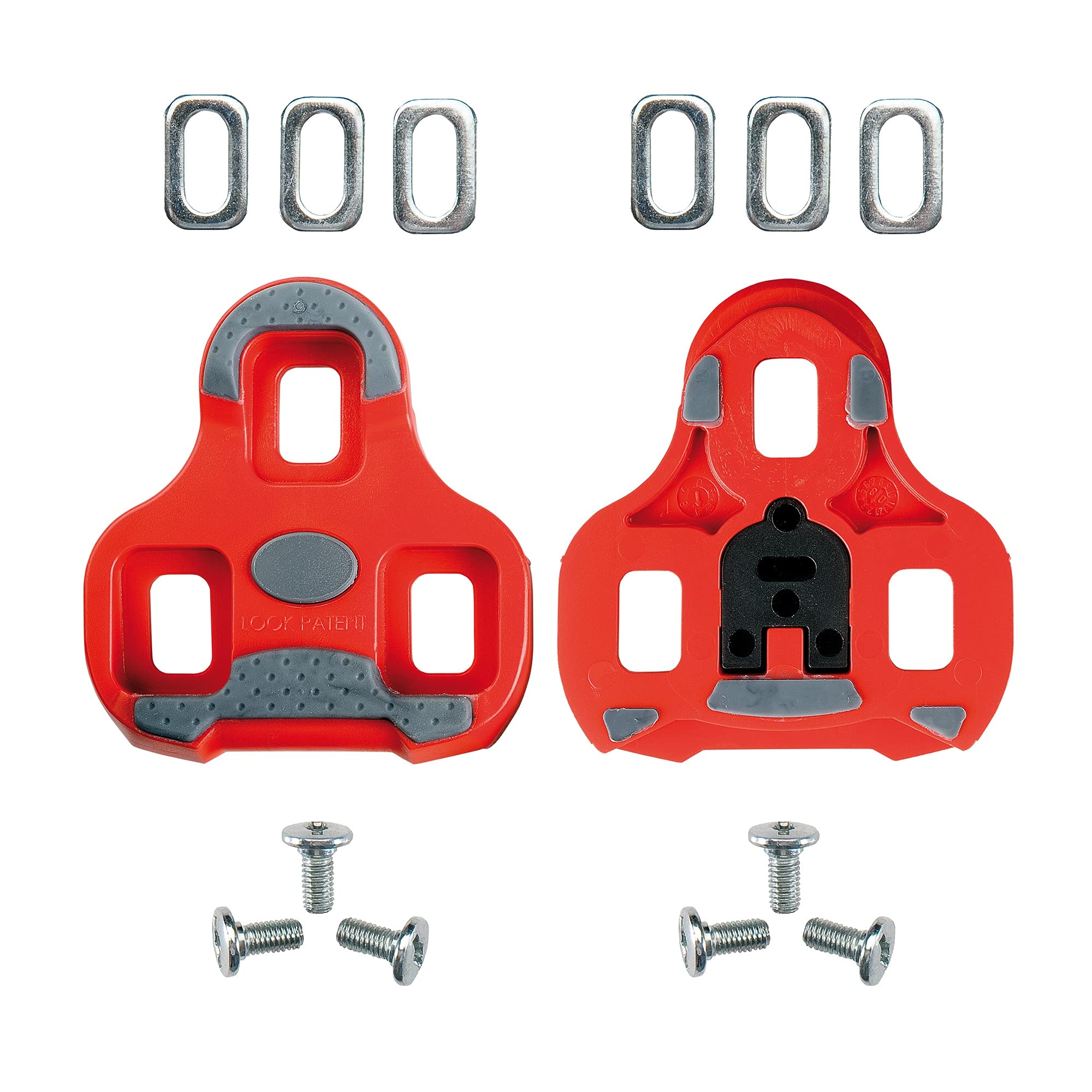 LOOK Cycle - KEO Grip Cycling Cleats with Memory Positioner Function - Compatible with all Pedals on the Market - Anti-Slip TPU Surface - 9° Angular Freedom - Colour Red