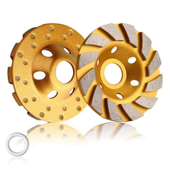 4 Inch Concrete Stone Ceramic Turbo Diamond Grinding Cup Wheel,12 Segs Heavy Duty Angle Grinder Wheels for Angle Grinder (Yellow)