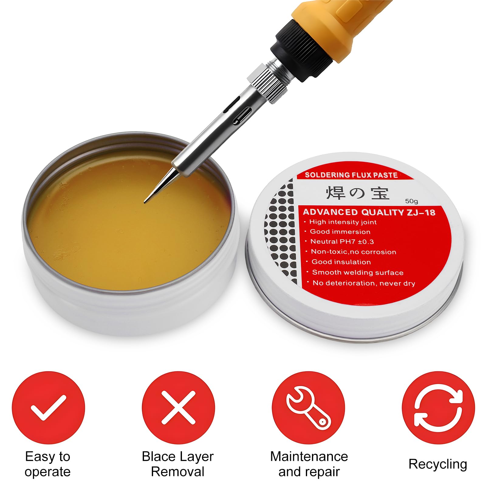 50g Solder Flux Paste, Electrical Solder Flux Tin Paste, No-Clean Solder Grease Professional Mechanic Welding Repair Tool for Phone SMD PCB BGA PGA (Lead Free)