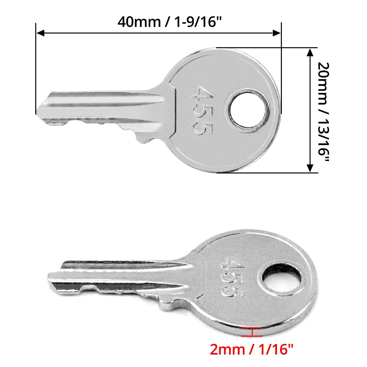 QWORK® Ignition Keys 455 for Boom Lifts Scissor Lift Genie Skyjack Terex, Heavy Equipment Forklift Key, 10 Pack