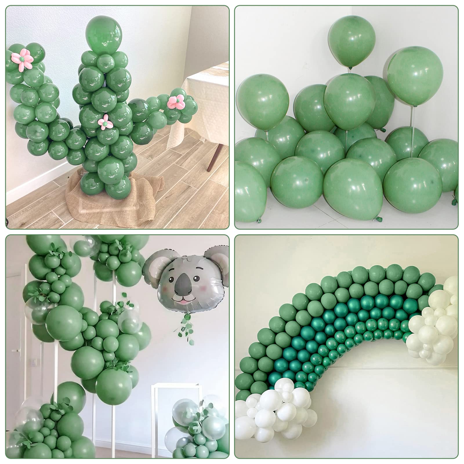 Bealif Sage Green Balloons, 30 Pcs Balloon Pack 12 Inch Plain Avocado Green Balloons, Matte Latex Balloons for Boys Girls Retro Green Jungle Theme Birthday Party Wedding Baby Shower Decoration