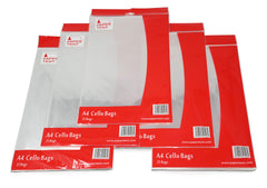 Papertent A4 Cello Bags, 40 Micron, Qty 125 (5 PACKS x 25)