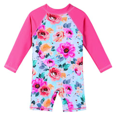 XFGIRLS Toddler Girls Swimsuit 6M-6Y UPF50and Sun Safe Swimwear Summer Beach Swimming Costume HotPink Flower 12M