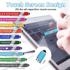 umorismo 10 Pcs Quotes Pen Inspirational Ballpoint Pen With Stylus Tip Motivational Messages Personalised Retractable Pens Metal Pen Set Metal Black Ink Pens Encouraging Stylus Pen