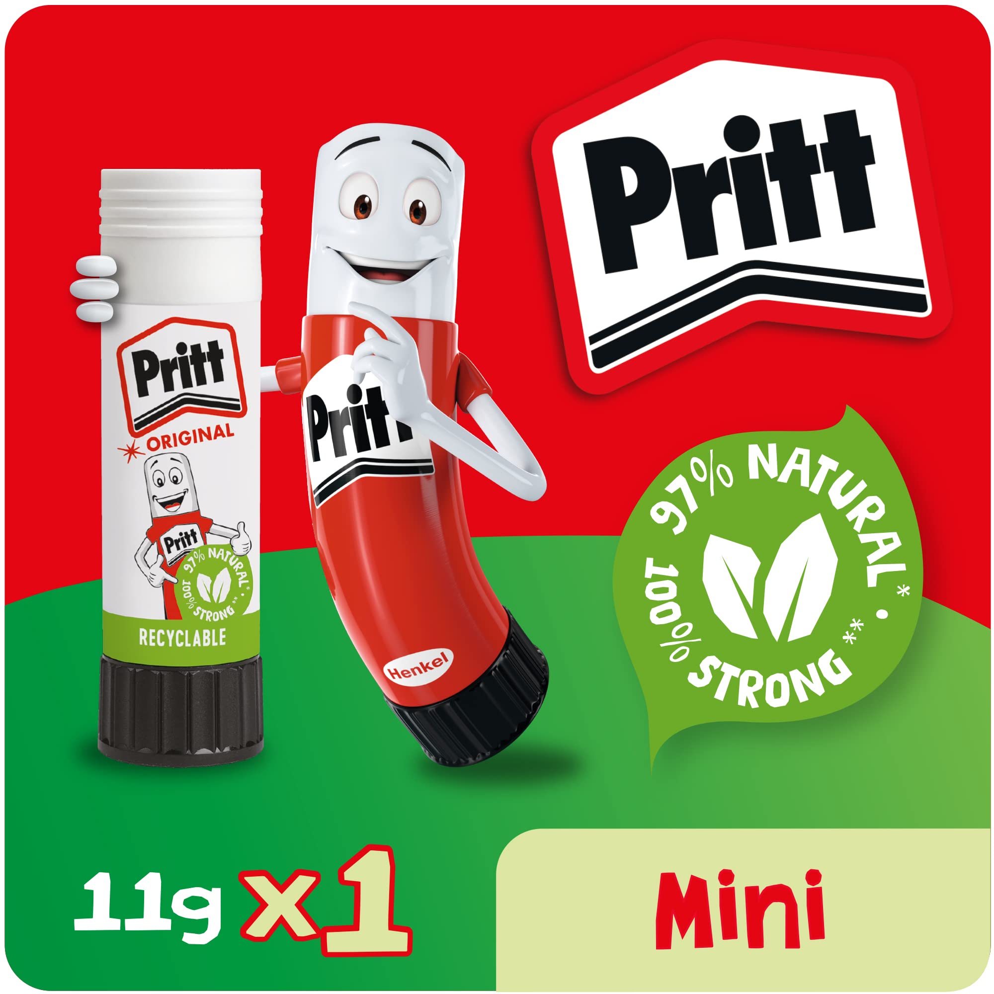 Pritt Glue Stick, Safe & Child-Friendly Craft Glue for Arts & Crafts Activities, white, 1x11g Pritt Stick