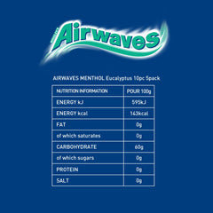 Airwaves Chewing Gum, Menthol & Eucalyptus, 5 x 10 Pieces