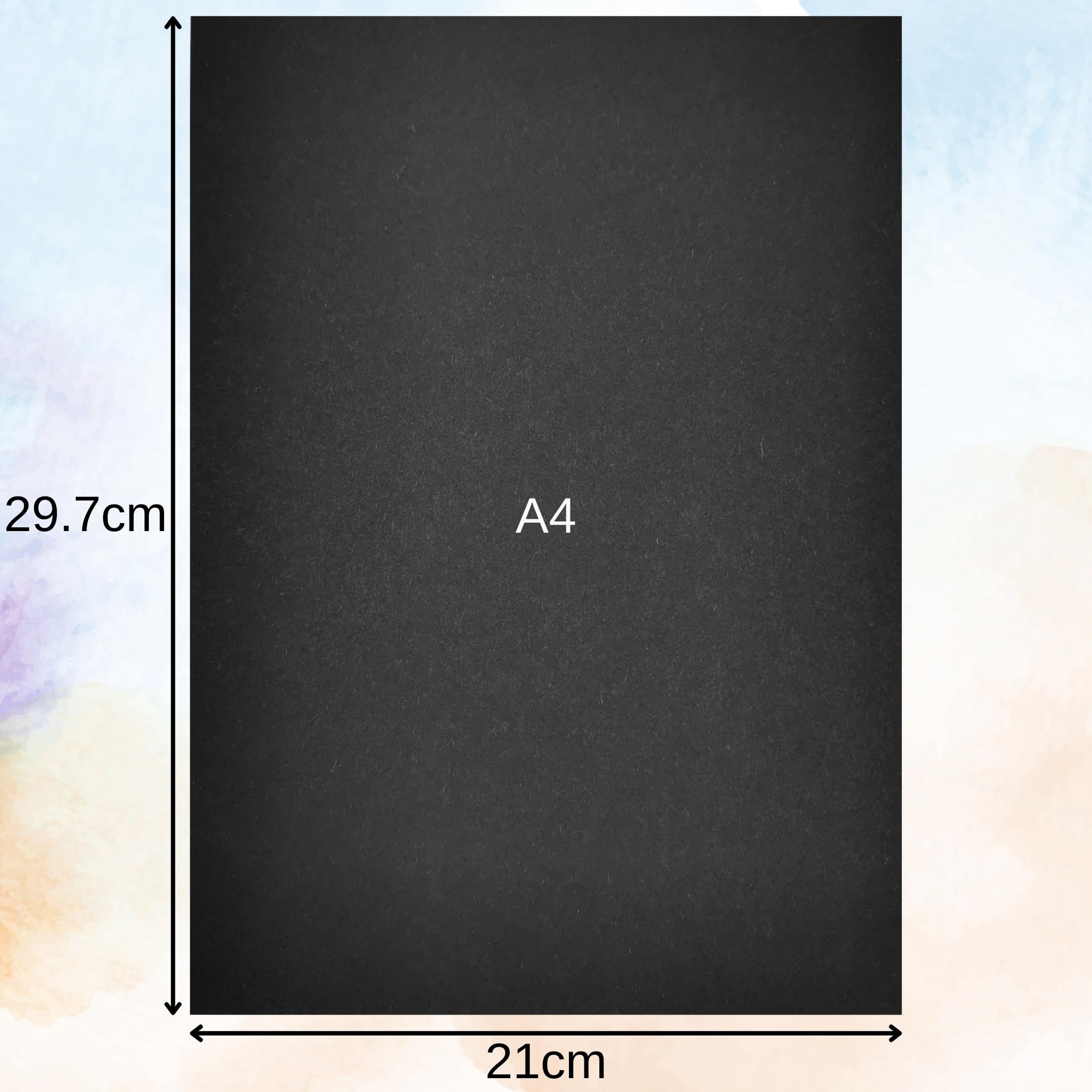 Recycled A4 Black Sugar Paper 50 Sheets, Great Arts and Crafts for Kids, Drawing, Painting & Scrapbooking Supplies. 210 x 29.7cm Sheet Size