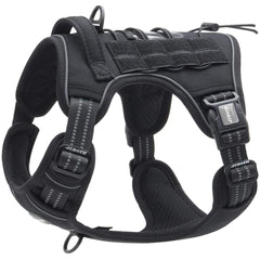 Auroth Tactical Anti Pull Dog Harness Adjustable Breathable Pet Vest Harness for Small Medium Large Dog Reflective Dog Harness Military Materials Size S, Black