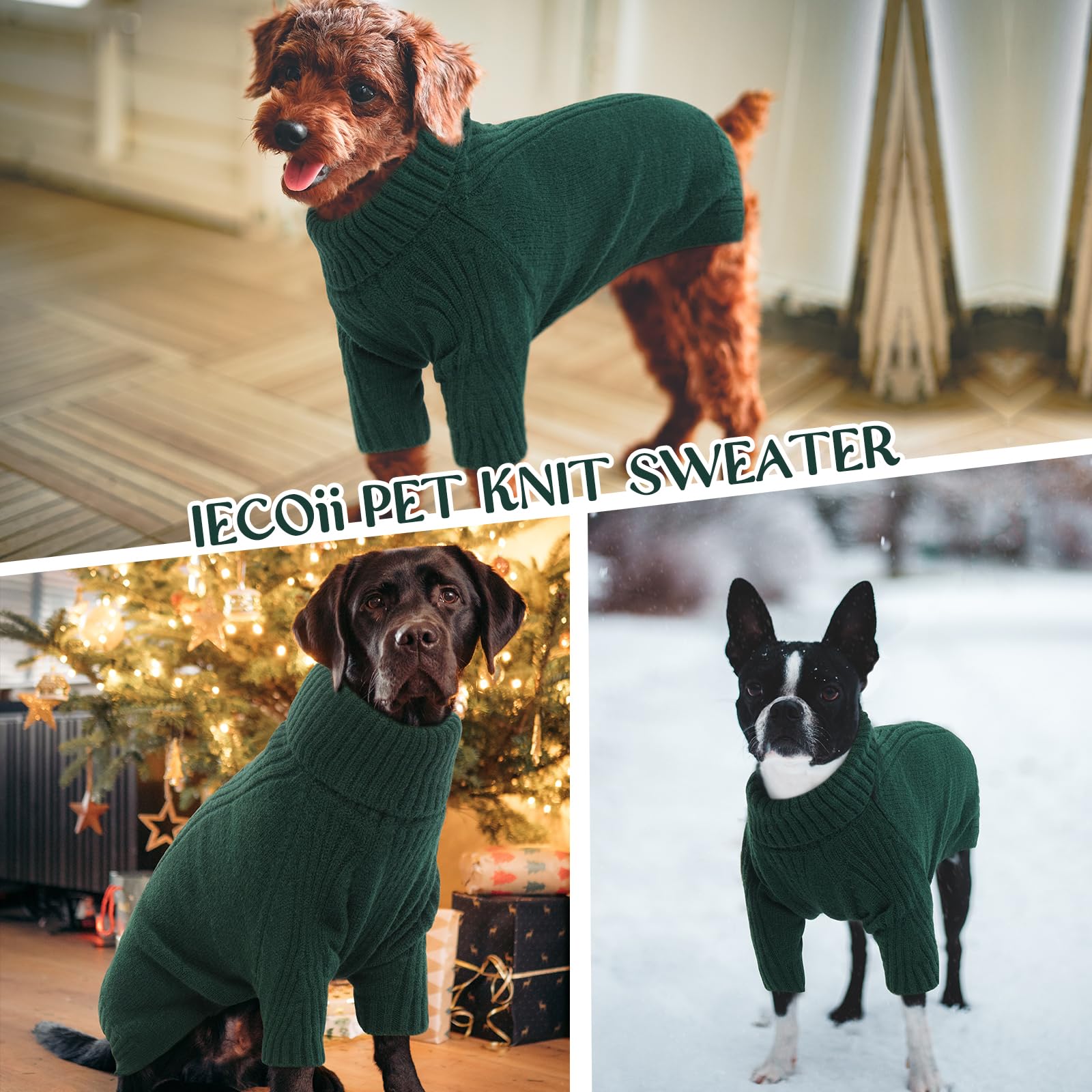 IECOii Dog Christmas Jumper,XXL Extra Large Dog Jumpers Long Sleeve,Turtleneck Doggy Sweatshirt for Extra Large Dogs boy Girl,Large Size Dog Cold Weather Outfit English Bulldog Clothes for Winter