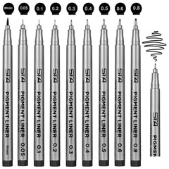 Funnasting Fineliner Pens, Black Pigment Liner Micro Liner Drawing Pens for Sketching Drawing Drafting Office Documents Comic Manga Scrapbooking and School Using