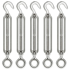 CHRORINE 5 Pcs Turnbuckle Wire Tensioner M5 Adjustable Turnbuckle Stainless Steel Hook Eye Rope Cable Tension