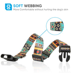 HEELE Dog Collar Medium Multi-Colour Patterned Soft Comfy Dog Pet Collars Easy Adjustable Collar for Small Medium Dogs Indoor Outdoor Activities, Bohemian Cyan, M