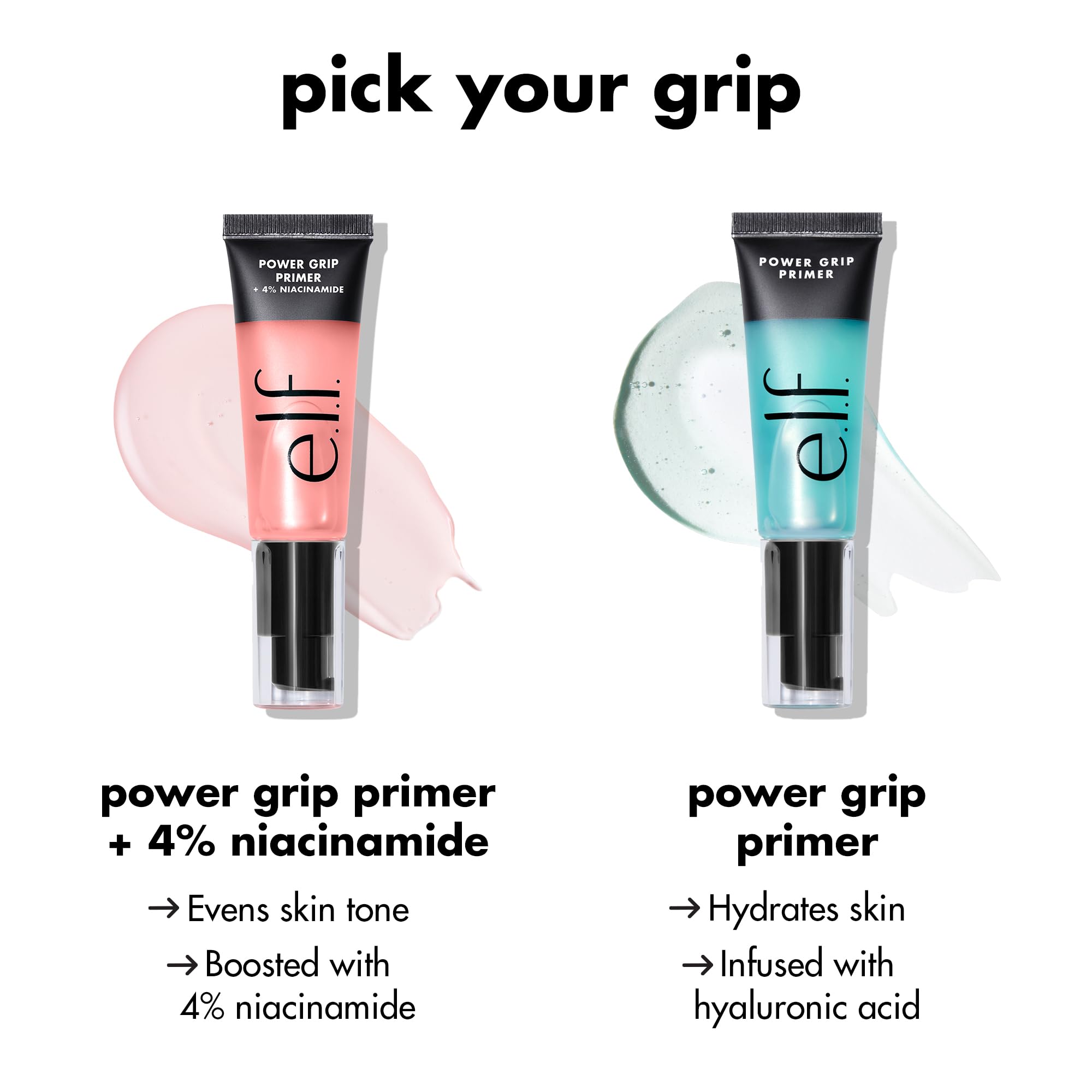 e.l.f. Power Grip Primer and 4% Niacinamide, Gel-Based & Hydrating Face Primer, Evens Skin & Brightens, Grips Makeup, Vegan & Cruelty-Free, 0.811 Fl Oz