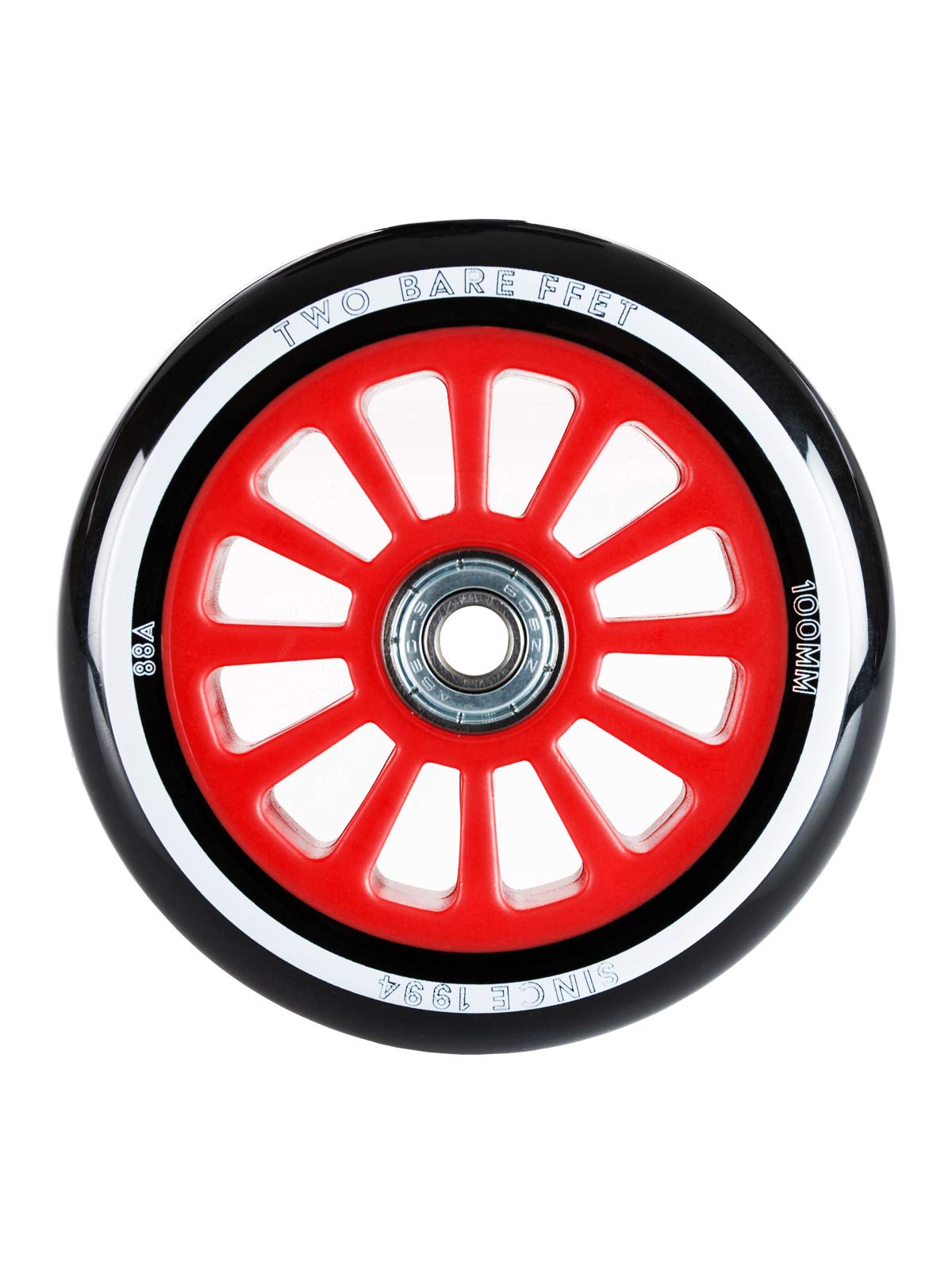 TBF Stunt Scooter Wheels - ABEC 9 Bearings Red (Pair)