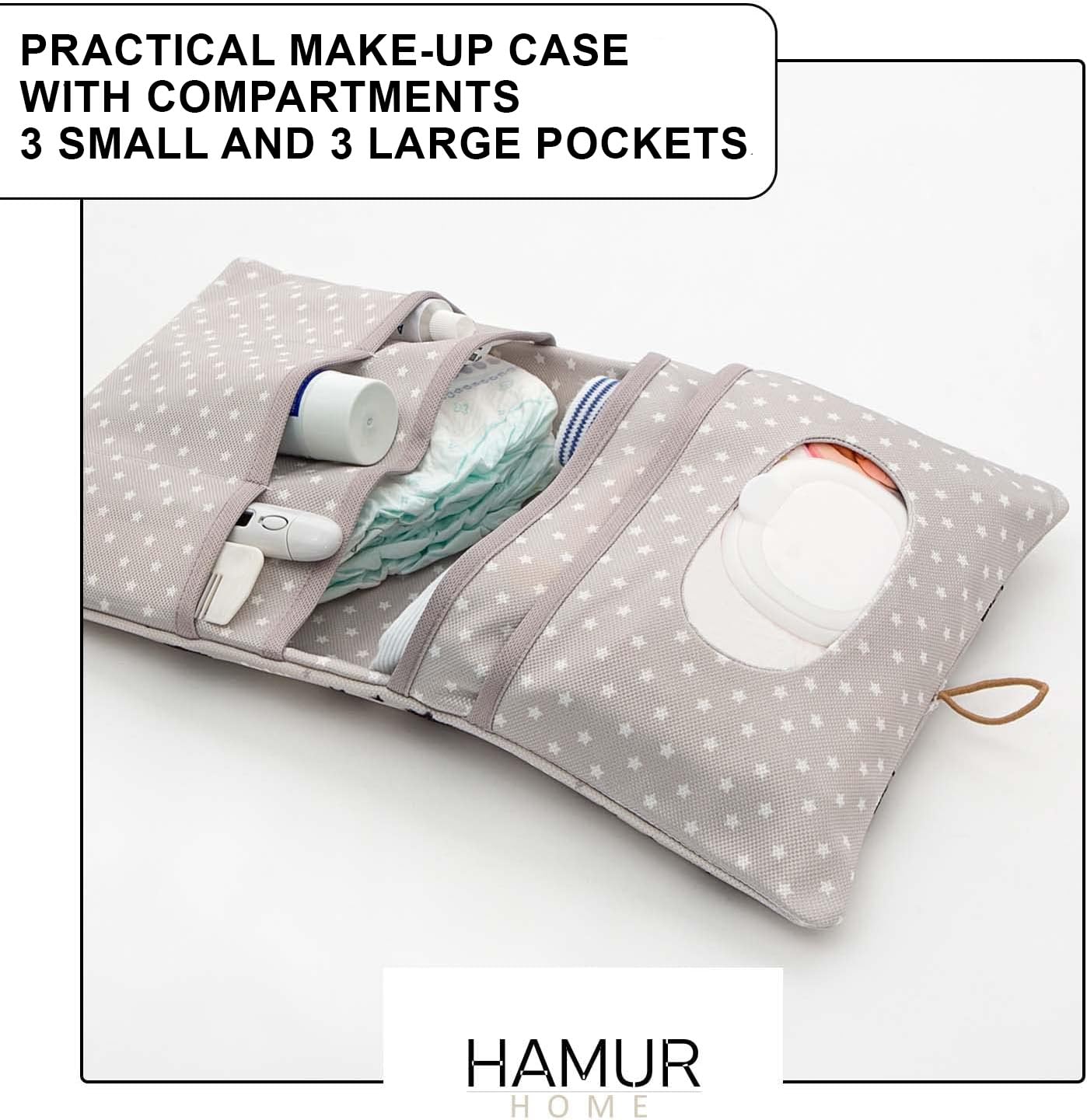 HAMUR HOME Diaper Bag Organizer And Cosmetic Bag 2in1 - Small Diaper Bag For On The Go Mom's Diapers Cream Wipes Baby Organizer (Space)