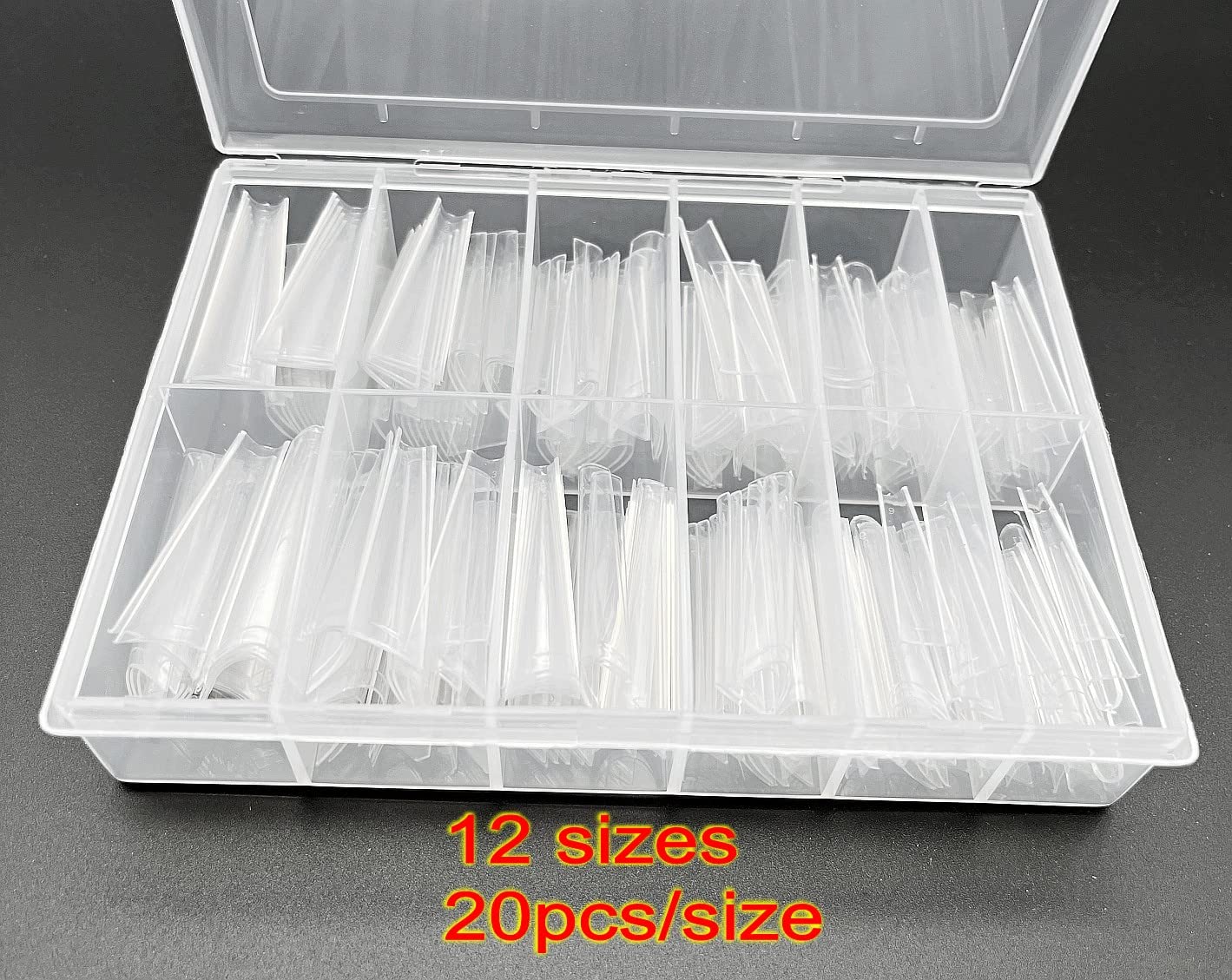 JZK 240x XXL Clear Half Cover Extra Long Coffin Nail Tips For Acrylic Extensions, C Curve False Nail Tips Long For Gel And Acrylic Nails, Finger Nail Extension Tips