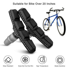 NUWAB 2 Pairs Premium Bike Brake Pads, Professional Mountain Bike V-Brake Pads with Hex Nuts and Spacers, Universal Bicycle Brake Blocks, 1PCS Allen Wrench Come With