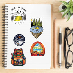 Outdoor Stickers Pack   100PCS   Adventure Hiking Canmping Wilderness Stickers for Water Bottles, Cars, Laptop, Bike, Waterproof Travel Cool Stickers, Nature Forest Decals for Adults Teens Camper