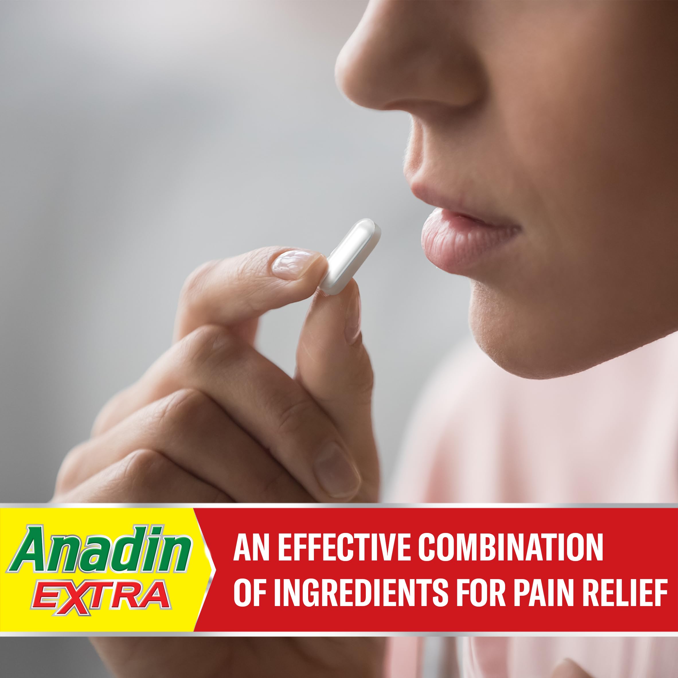 Anadin Extra Aspirin Paracetamol and Caffeine Caplets, Red, 16 count