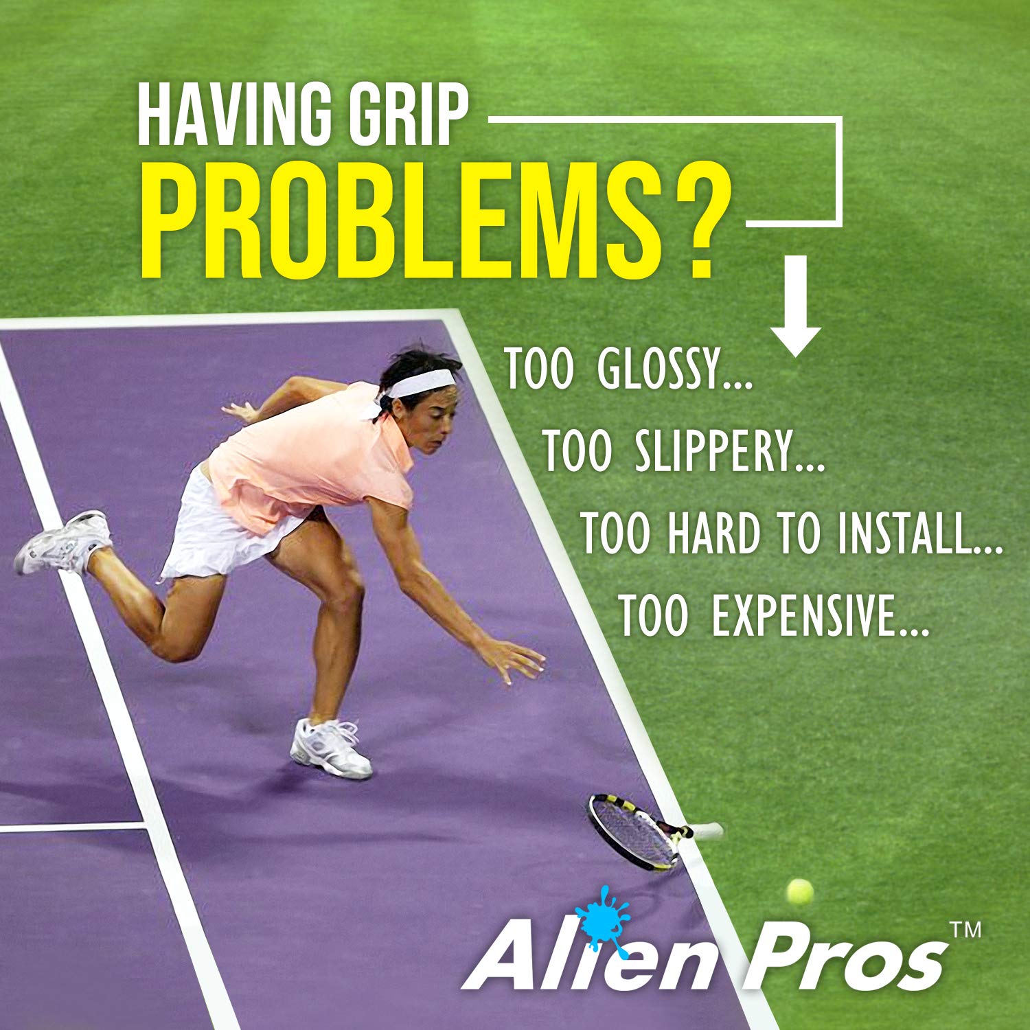 Alien Pros Tennis Racket Grip Tape (6 Grips) – Precut and Light Tac Feel Tennis Grip – Tennis Overgrip Grip Tape Tennis Racket – Wrap Your Racquet for High Performance (6 Grips, White)