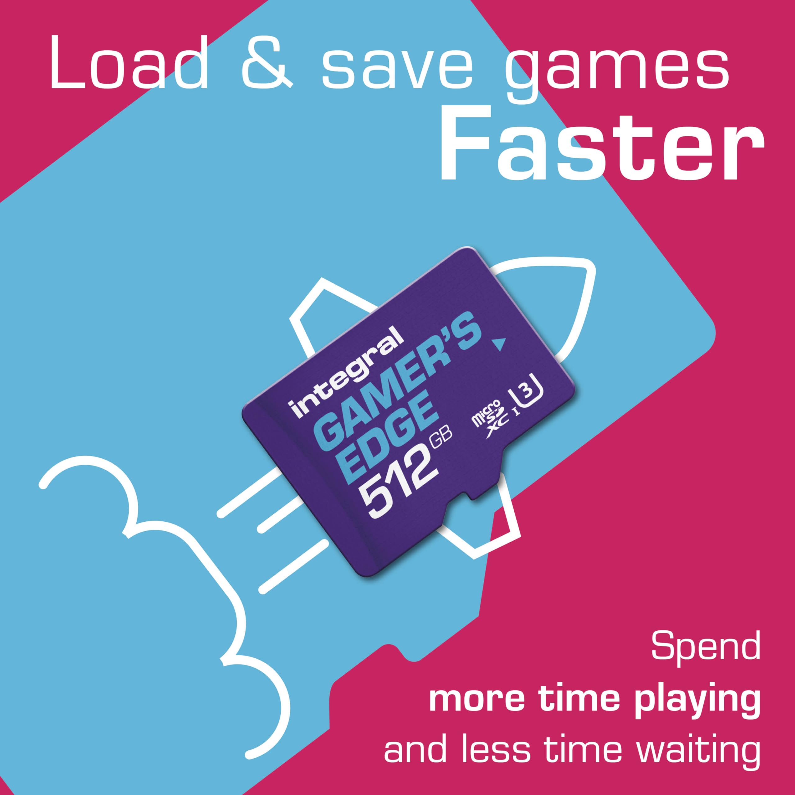 Integral 512GB Gamer's Edge Micro SD Card The Valve Steam Deck And Nintendo Switch, Switch Lite & Switch OLED - Load & Save Games Fast, Store Games, DLC & Save Data, Built To Give You The Edge