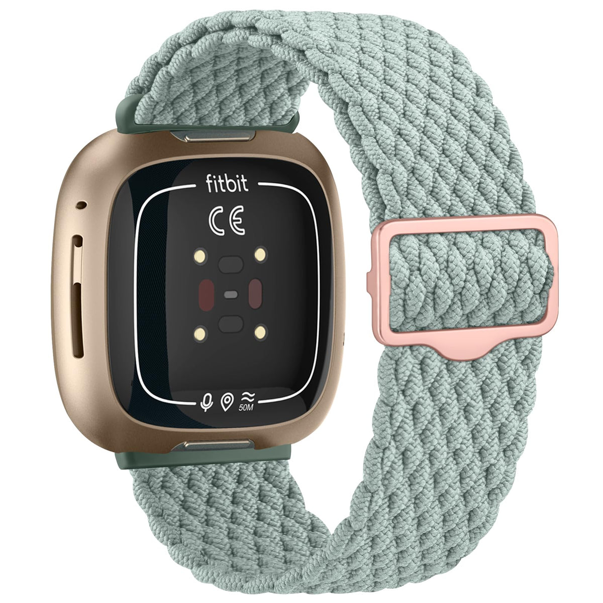 Elastic Nylon Straps Compatible with Fitbit Versa 4 Strap/Fitbit Versa 3 Straps/Fitbit Sense Strap/Fitbit Sense 2 Strap for Women Men,Stretchy Band for Fitbit Sense 2/Versa 3/Versa 4 (Light Green)