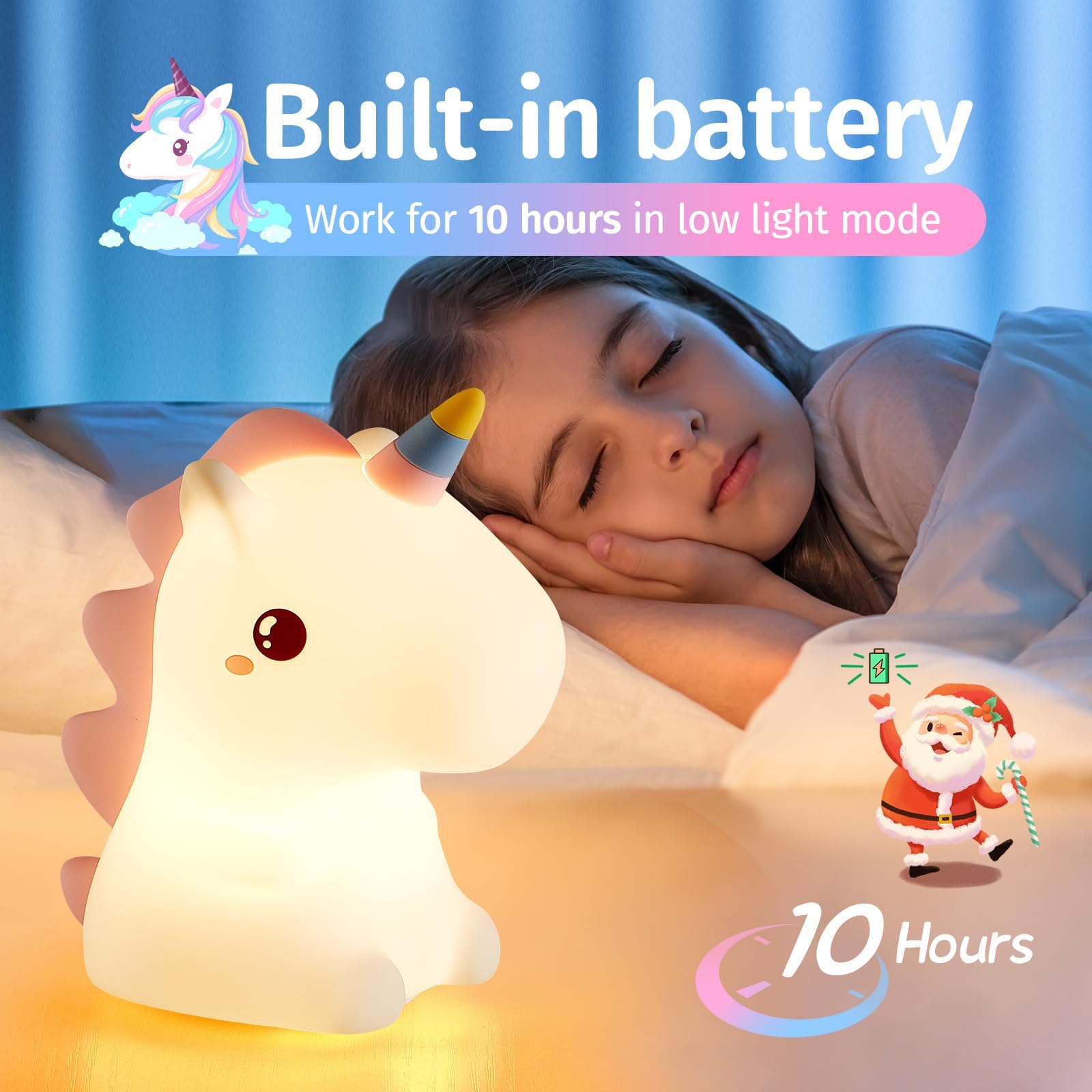 Unicorn Night Light Kids, 16 Colour Changing Baby Night Light, Silicone Kids Night Light Bedroom, Kawaii Unicorn Gifts for Girls Night Light Lamp, Nightlights for Children Nursery Decor Newborn [TAP]