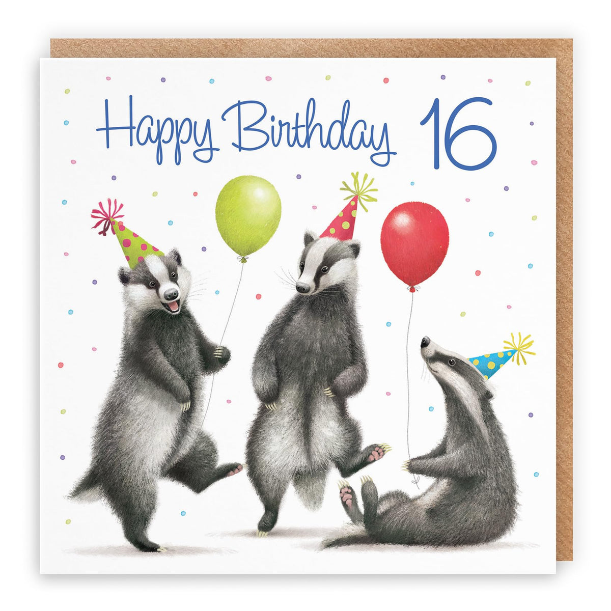 Hunts England - Badgers Funny 16th Birthday Card - Milo's Gallery - Age 16 Wildlife Birthday Card - Birthday Card For 16 Year Old Animal Fan - Age Sixteen - For Him, Her