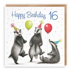 Hunts England - Badgers Funny 16th Birthday Card - Milo's Gallery - Age 16 Wildlife Birthday Card - Birthday Card For 16 Year Old Animal Fan - Age Sixteen - For Him, Her