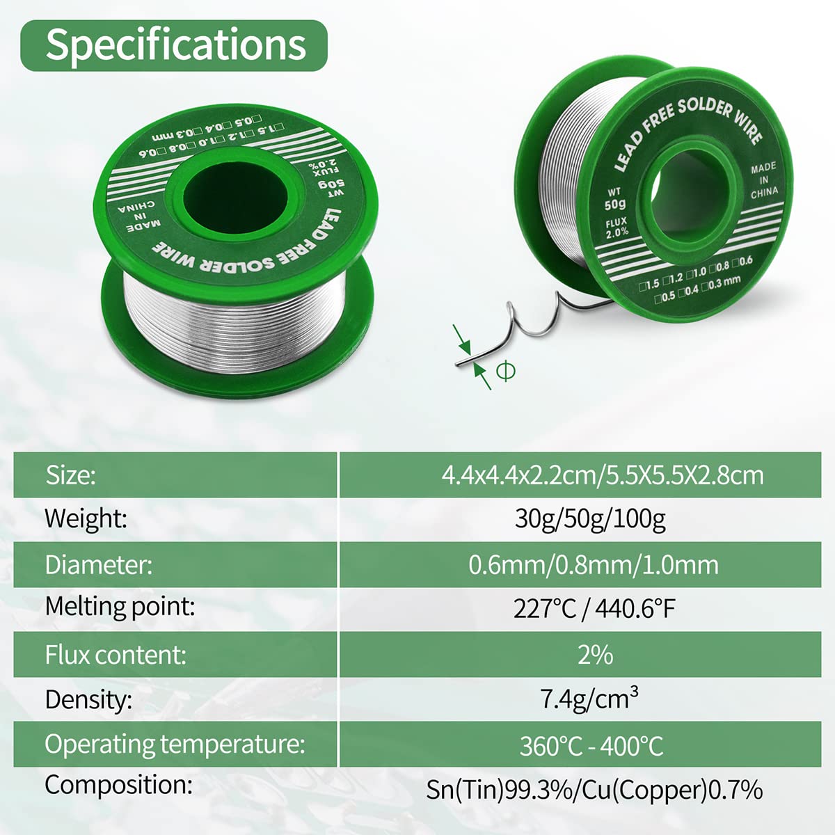 Meccion Solder Wire 1.0mm 30g Lead Free Soldering Wire Sn99.3 Cu0.7 with Rosin Core Tin Wire for Electronic Electrical Soldering Components Repair and DIY