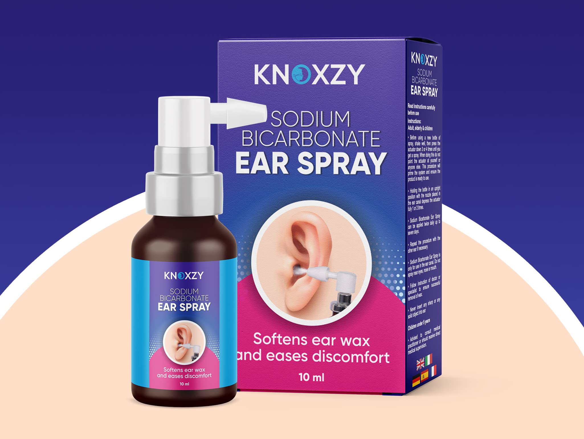 Knoxzy Sodium Bicarbonate Ear Spay, Ear Wax Remover for Clogged Ear Relief and Swimmer’s Ear – 10ml