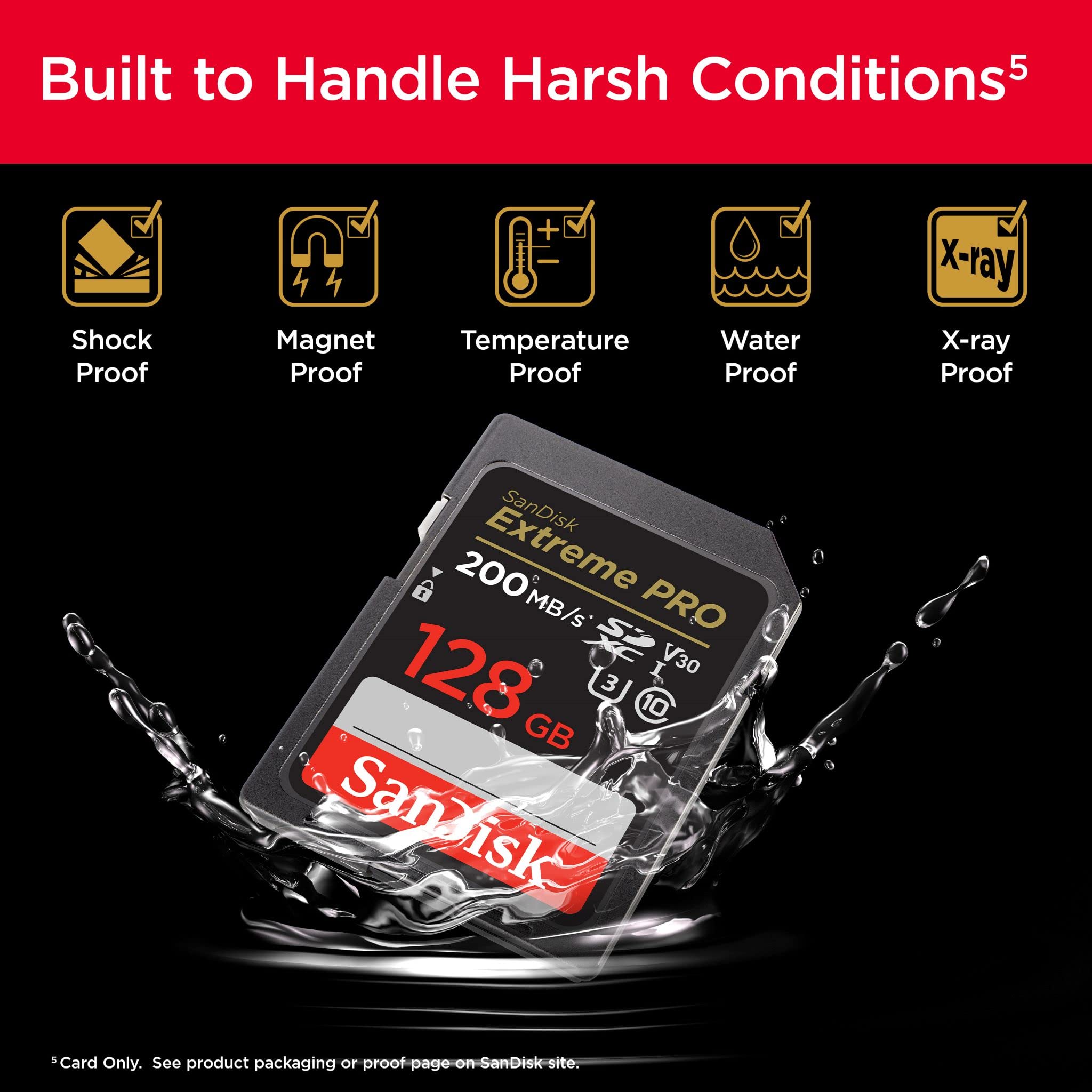 SanDisk 128GB Extreme PRO SDXC card and RescuePRO Deluxe, up to 200MB/s, UHS-I, Class 10, U3, V30