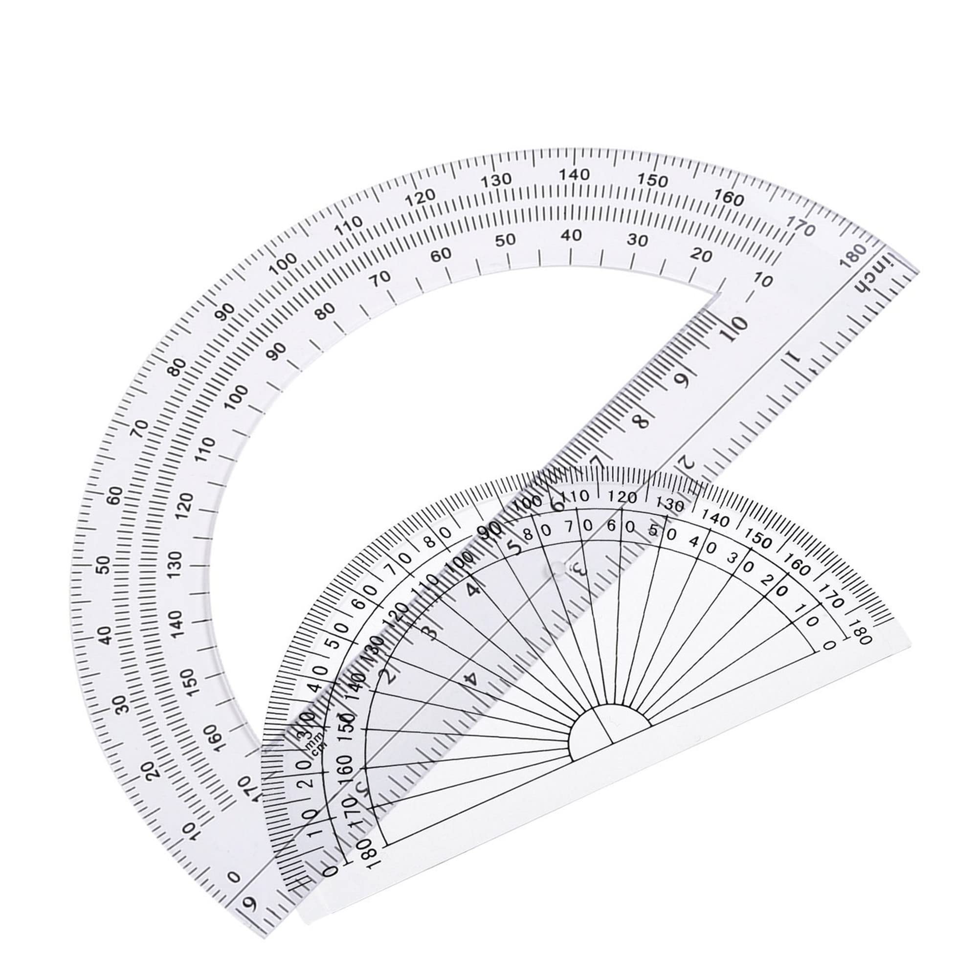 eBoot Plastic Protractor Protractor 180 Degrees, 4 Inch and 6 Inch, Clear, 2 Pieces