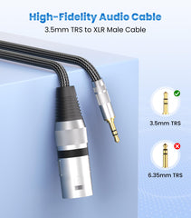 Tisino 3.5mm Mini jack to XLR Cable Unbalanced 1/8 inch Aux Stereo to XLR Male Adapter Microphone Cord - 50cm