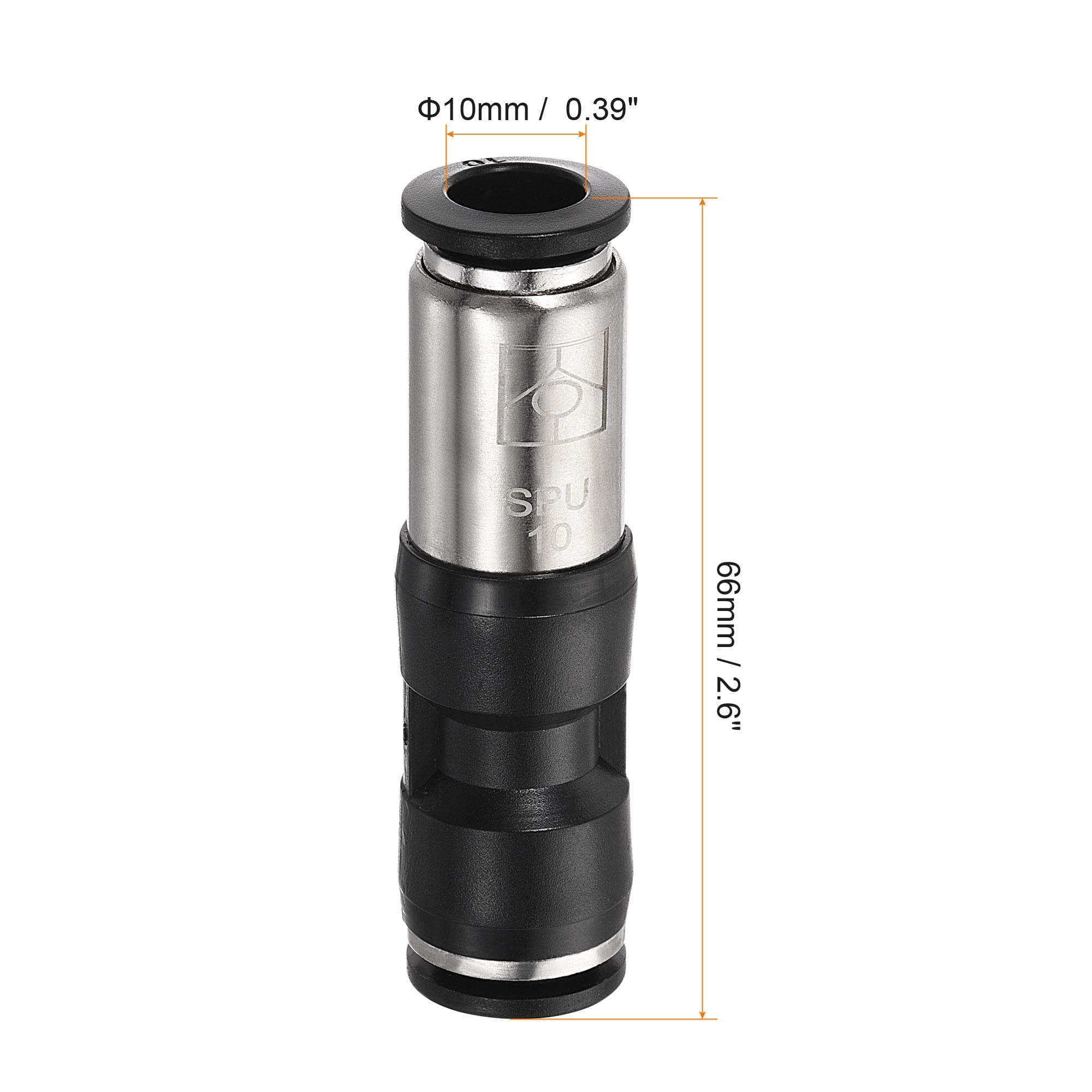 sourcing map Check Valve 10mm Inner Dia. Inline Air Tube Fitting Push to Connect Pneumatic Quick Connector for Vacuum Air Compressor Pump Black