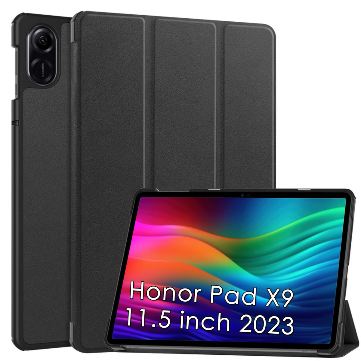 Case for Honor Pad X9 11.5 inch 2023,XLTTONG Slim Lightweight Protective Three Folding Hard Back Shell Stand Cover for Honor Pad X8 Pro (Black)