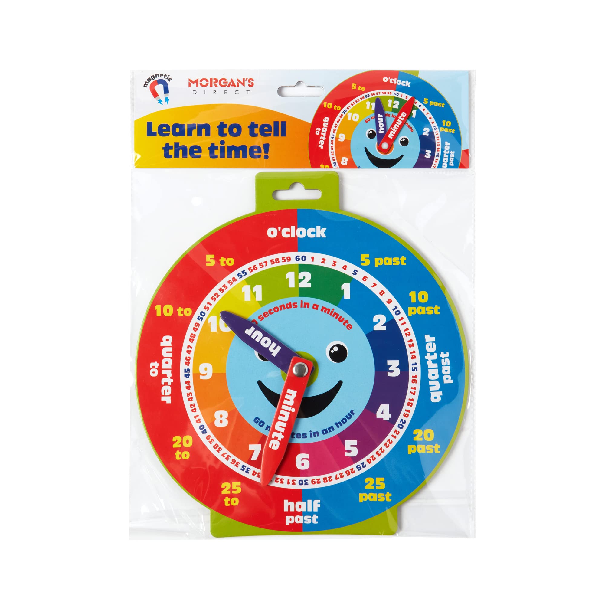 Morgan's Direct Early Learning Education Clock Moveable Hands Smiley Face Magnetic. - Easy to use and to learn for young children as well as durable and portable.