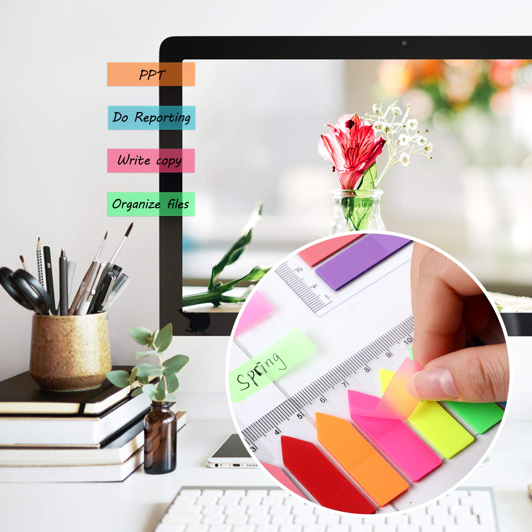 JANYUN 1440 Pcs Sticky Notes Flags Index Tabs Bright Neon Small Arrow Tabs for School and Office Bookmarks, Page Markers