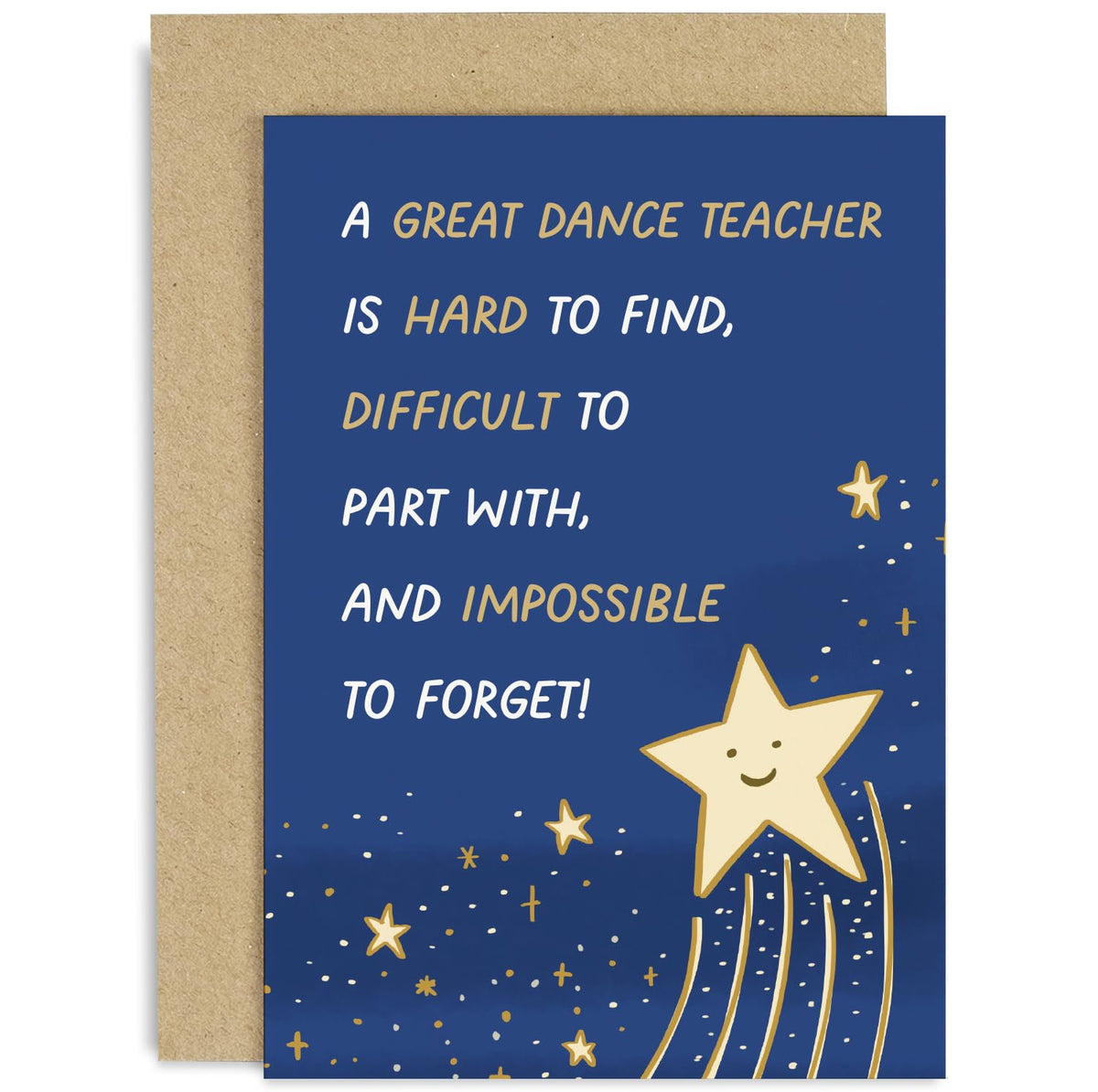 Old English Co. Cute Thank You Card for Dance Teacher - Great Childrens Dance Teacher Star Card - Special Thank You Card   Blank Inside with Envelope