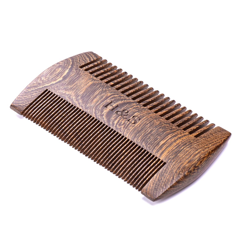 H&S Wooden Beard Comb Anti Static Moustache Pocket Comb - Wood Coffee Sandalwood For Men - Beard Comb Men - Moustache Comb - Wooden Comb - Beard Grooming - Fine Beard Comb - Comb Men - Comb For Beard