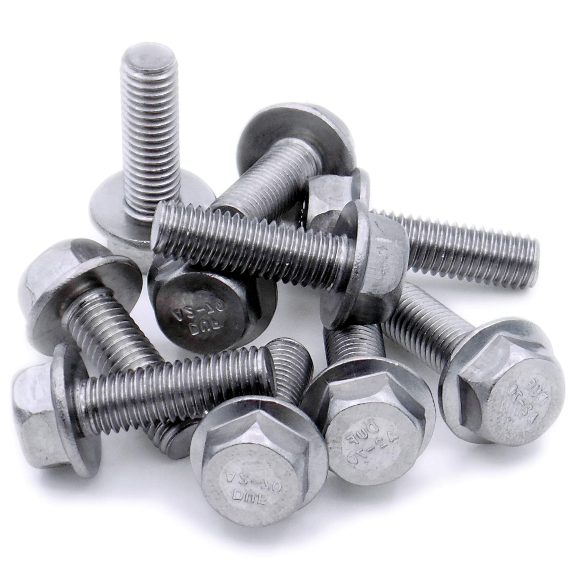 M6 (6mm x 10mm) Flanged Hex Bolt (Fully Threaded Setscrew) - Stainless Steel (A2) (Pack of 10)